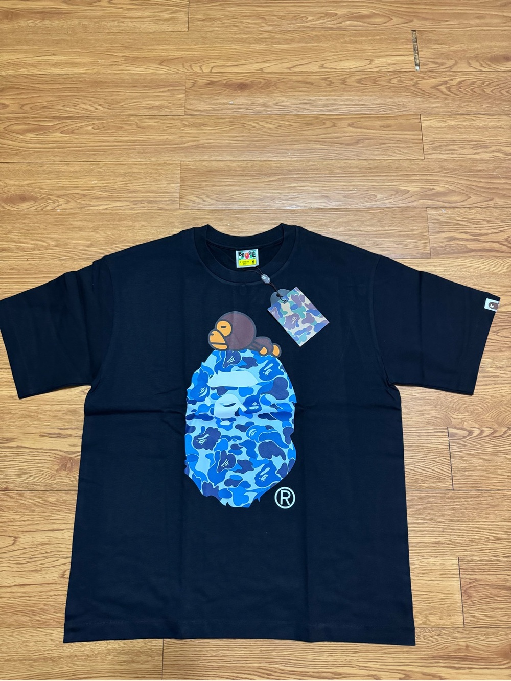 Bape Black T-Shirt Blue Ape logo size M#20